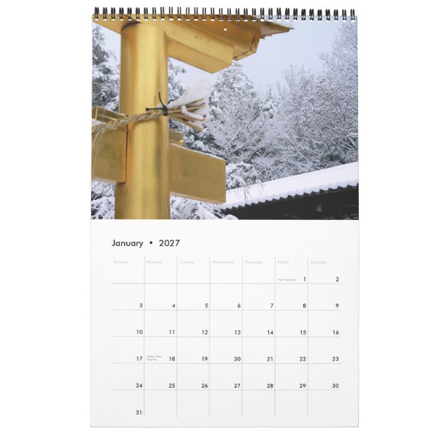 Calendrier Mural Le Japon en or (Jan 2027)