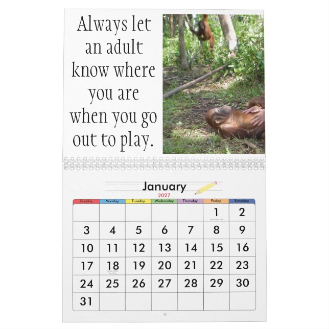 Calendrier Mural Leçons importantes pour de nouveau à l'école (Jan 2027)