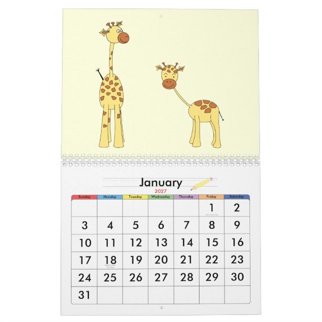 Calendrier Mural Les girafes classent 2013. Bandes dessinées (Jan 2027)