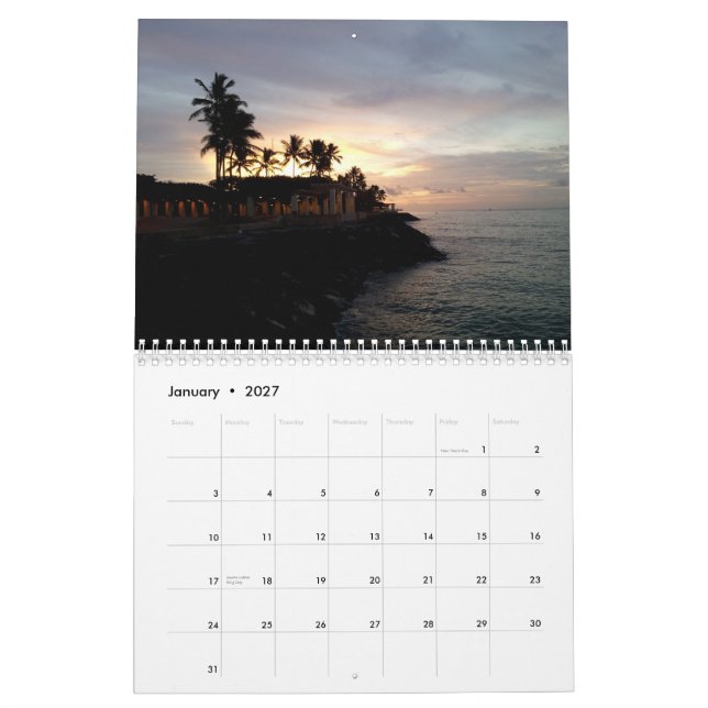 Calendrier Mural Lever de soleil et couchers du soleil (Jan 2027)