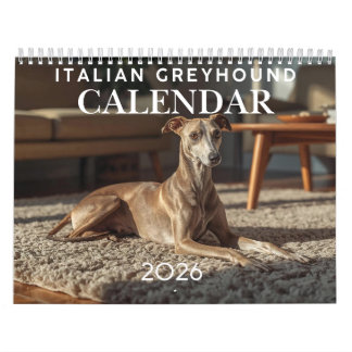 Calendrier mural Lévrier italien 2026