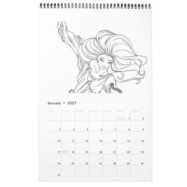 Calendrier Mural Livre de coloriage (Jan 2027)