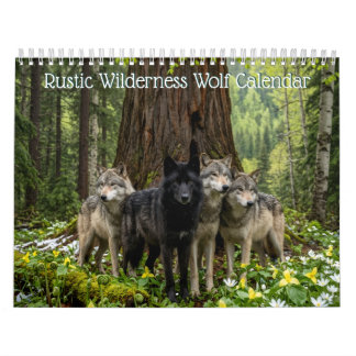 Calendrier mural Loup de la nature rustique
