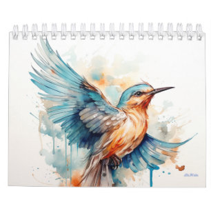 calendrier mural mensuel d'aquarelle d'oiseau 2027