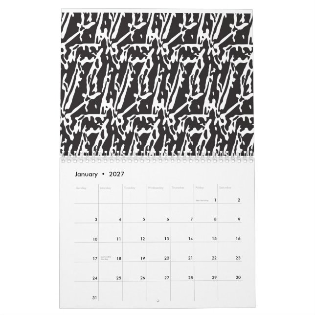 Calendrier mural minimaliste abstrait moderne (Jan 2027)