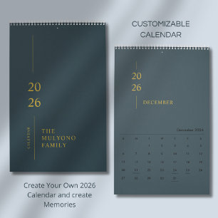Calendrier mural minimaliste moderne 2026