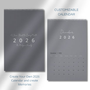 Calendrier mural minimaliste moderne 2026