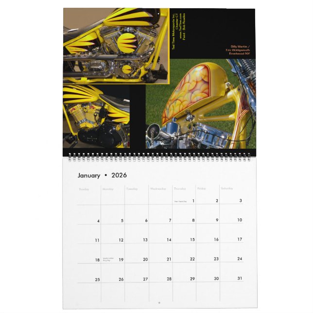 Calendrier Mural Mis à jour ! Arc-en-ciel 2013 de moto -- 18 mois (Jan 2026)