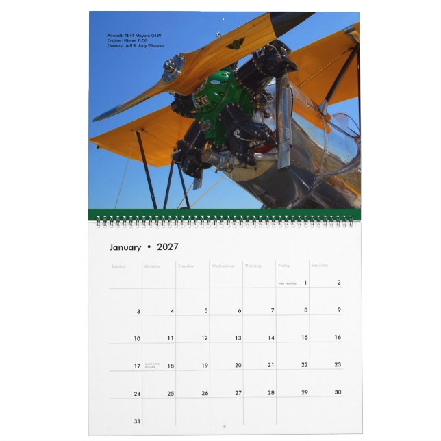 Calendrier Mural Moteurs d'aéronefs vintages Énorme 2015 (Jan 2027)