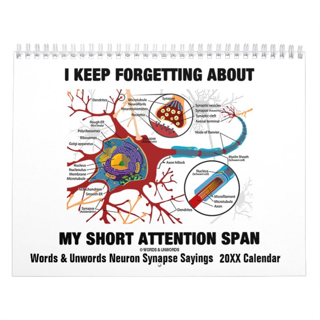 Calendrier Mural Mots et énonciations 20XX de synapse de neurone (Protection)