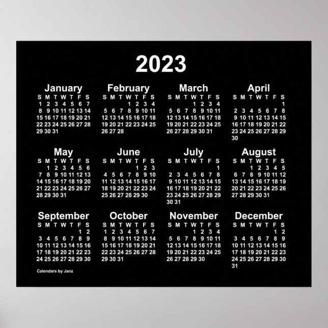Calendrier mural Neon White 2023 de Janz Poster (Devant)