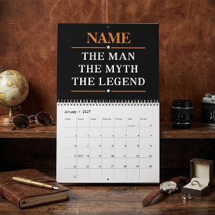 Calendrier Mural Nom personnalisé L'Homme Le Mythe La Légende