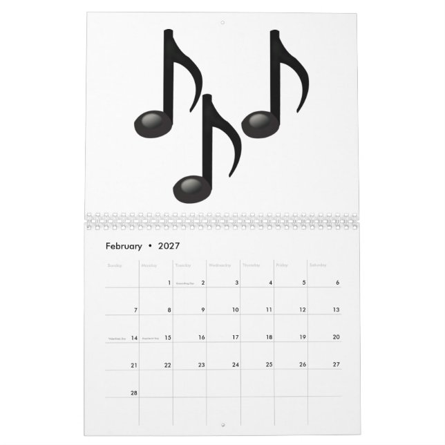 Calendrier Mural Notes musicales - Emoji (Feb 2027)