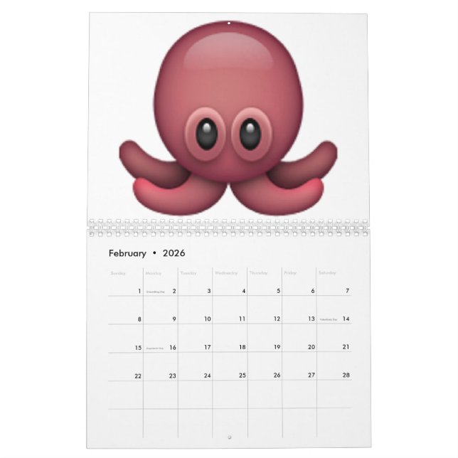 Calendrier Mural Octopus - Emoji (Feb 2026)