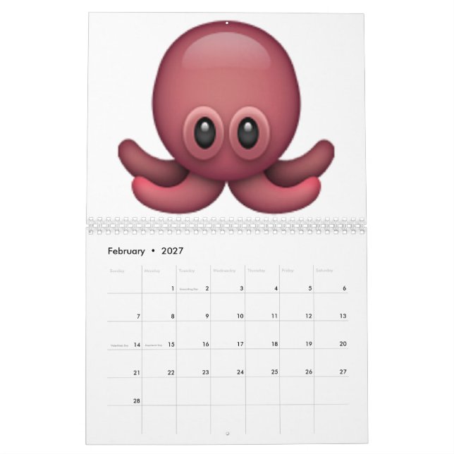 Calendrier Mural Octopus - Emoji (Feb 2027)