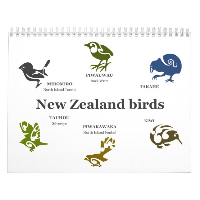 Calendrier Mural Oiseaux néo-zélandais (Protection)