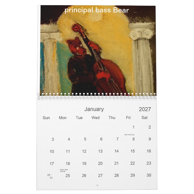Calendrier Mural Orchestre philharmonique d'ours (Jan 2027)