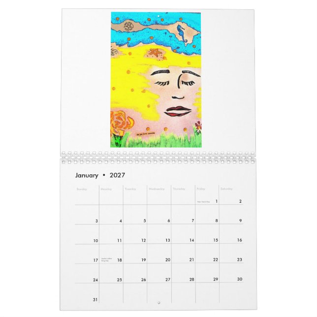 Calendrier Mural orchidée, art abordable par la galerie Ca de (Jan 2027)