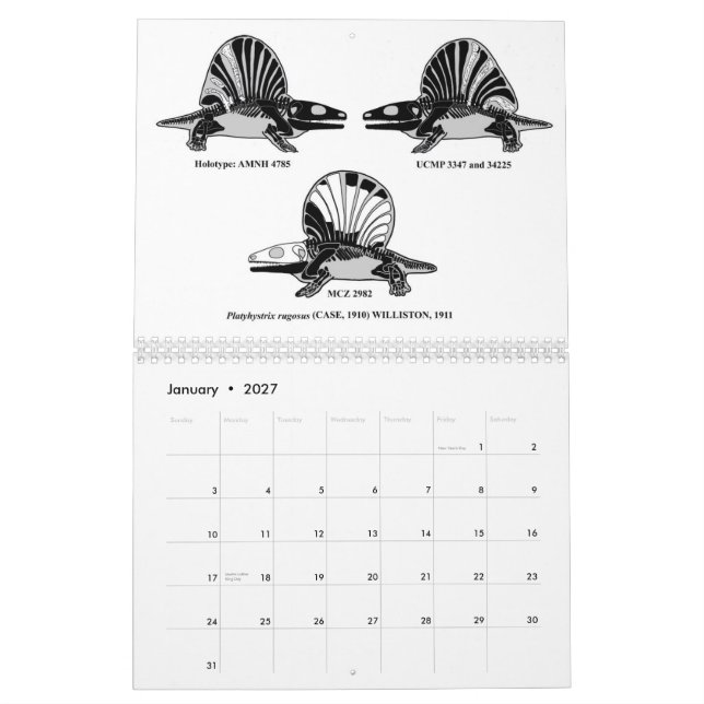 Calendrier Mural Palaeozoic 2012 et Tetrapods navigué mésozoïque (Jan 2027)