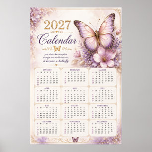 Calendrier mural papillon 2027 Poster