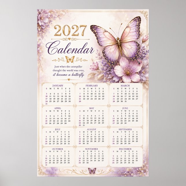 Calendrier mural papillon 2027 Poster (Devant)