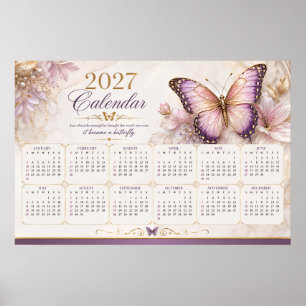 Calendrier mural papillon 2027 Poster