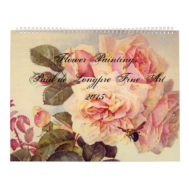 Calendrier Mural Paul de Longpre Fleurs d'Art (Protection)