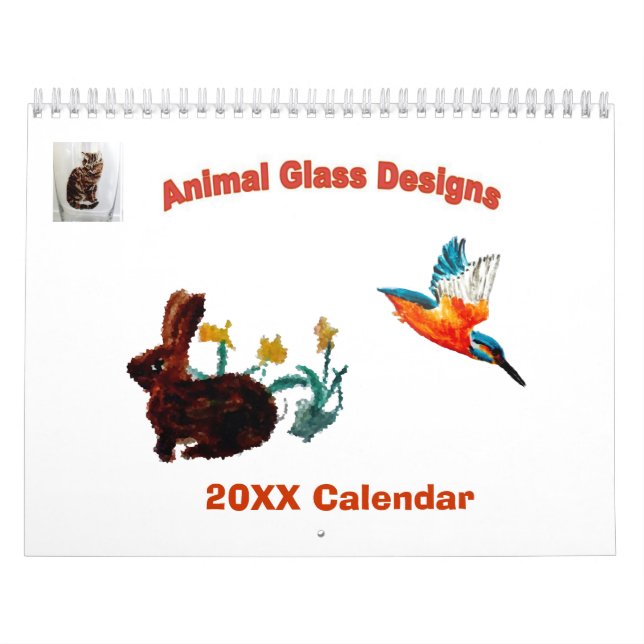 Calendrier Mural Peintures en verre d'art animal Animaux domestique (Protection)