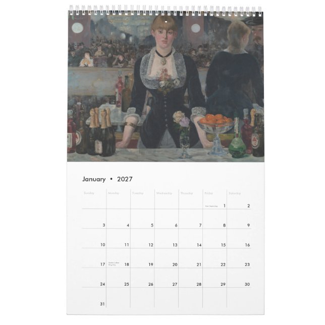 Calendrier Mural Peintures impressionnistes célèbres (Jan 2027)