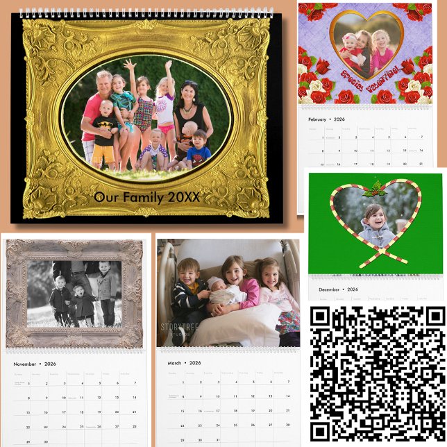 Calendrier Mural Photos de famille saisonnière Images personnalisée (Seasonal Family Photo Frame Images Personalized Calendar)