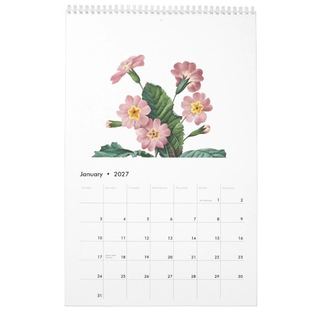 Calendrier Mural Pierre-Joseph Redouté 2015 (Jan 2027)