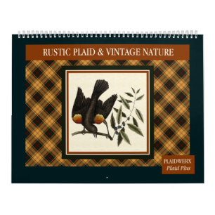 Calendrier Mural Plaid rustique et nature Vintage 2026