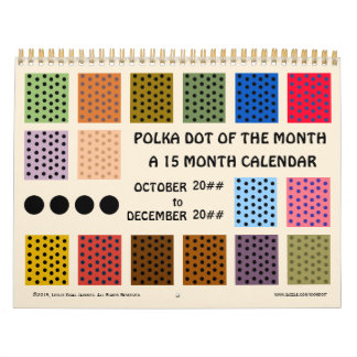 Calendrier Mural Point Polka Du Mois - 15 Mois - Customisé