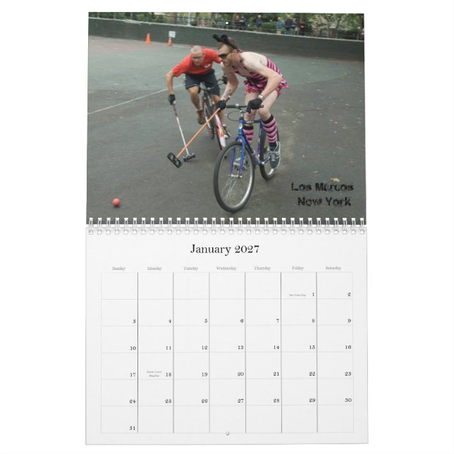 Calendrier Mural Polo de bicyclette de Hardcourt - customisé (Jan 2027)