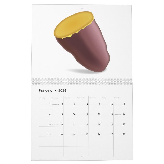 Calendrier Mural Pomme de terre sucrée grillée - Emoji (Feb 2026)
