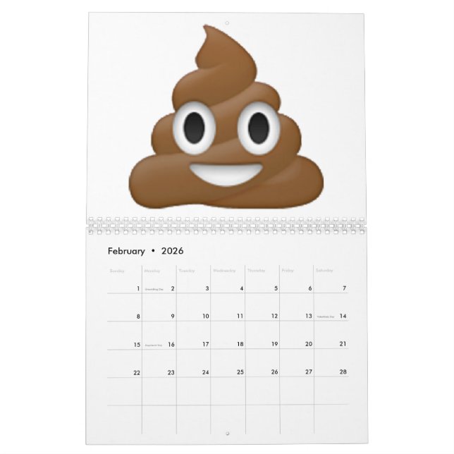 Calendrier Mural Poop - Emoji (Feb 2026)