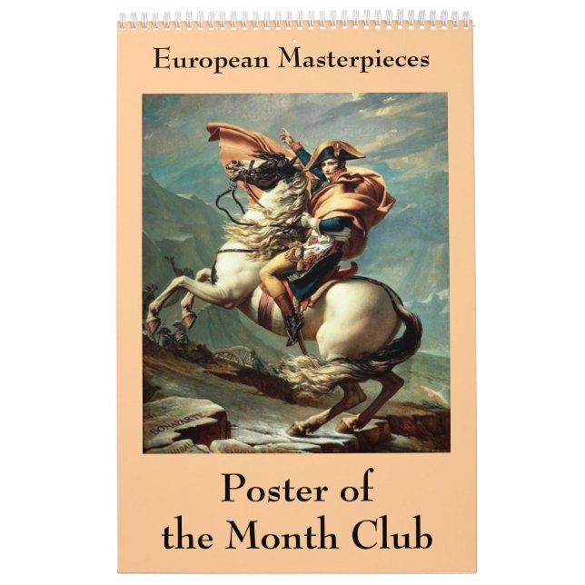 Calendrier Mural Poster des chefs-d'oeuvre européens du Month Club (Protection)