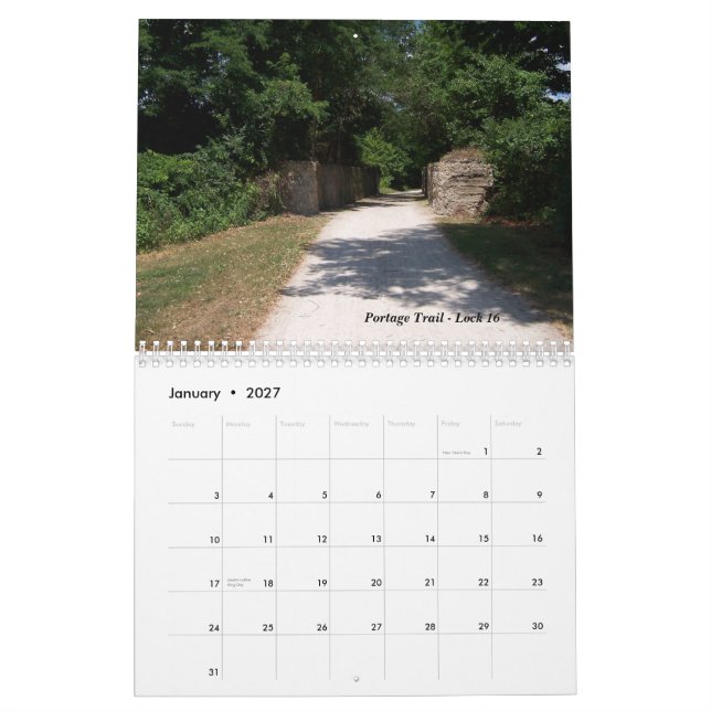 Calendrier Mural Prendre une visée sur le long les traînées de vélo (Jan 2027)