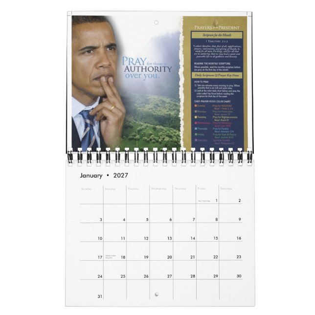 Calendrier Mural Prières pour le Président Calendar (fonctionnaire) (Jan 2027)
