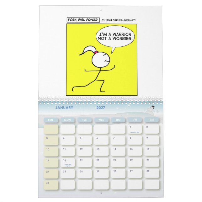 Calendrier Mural Puissance de fille de yoga "toute l'année " (Jan 2027)