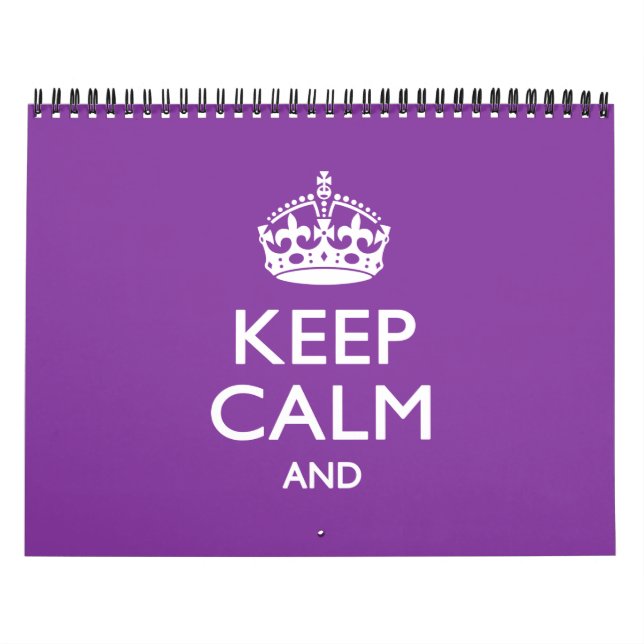 Calendrier Mural Purple Mondial CONSERVEZ CALME ET votre texte (Protection)