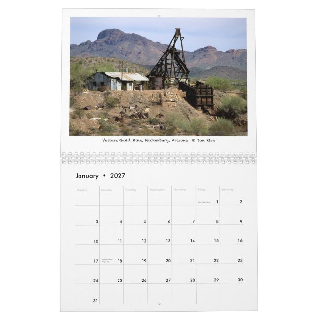 Calendrier Mural Reliques d'exploitation de l'ouest américain (Jan 2027)