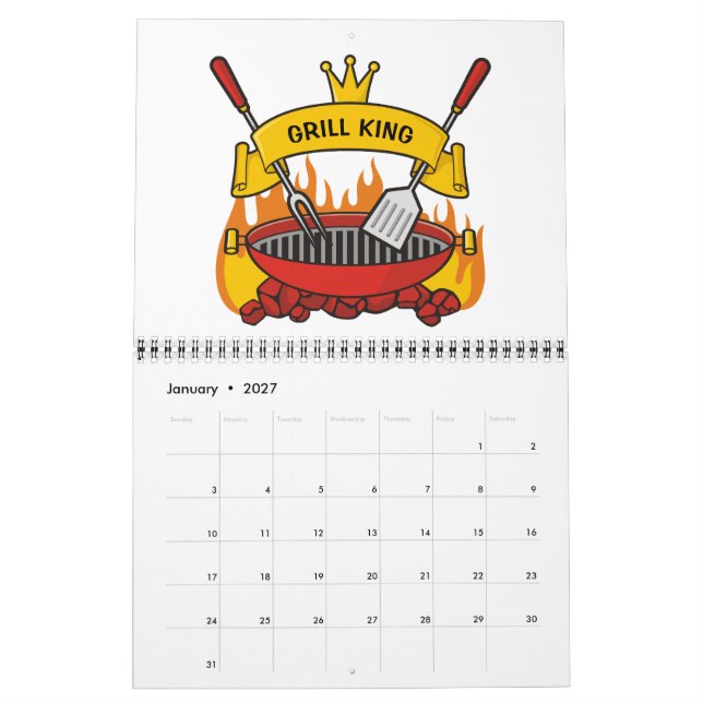 Calendrier Mural Roi du Grill (Jan 2027)