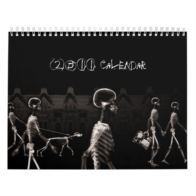 Calendrier Mural Sépia de minuit de noir de balade de squelettes de (Protection)