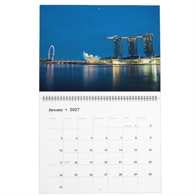 Calendrier Mural Singapour par nuit (Jan 2027)