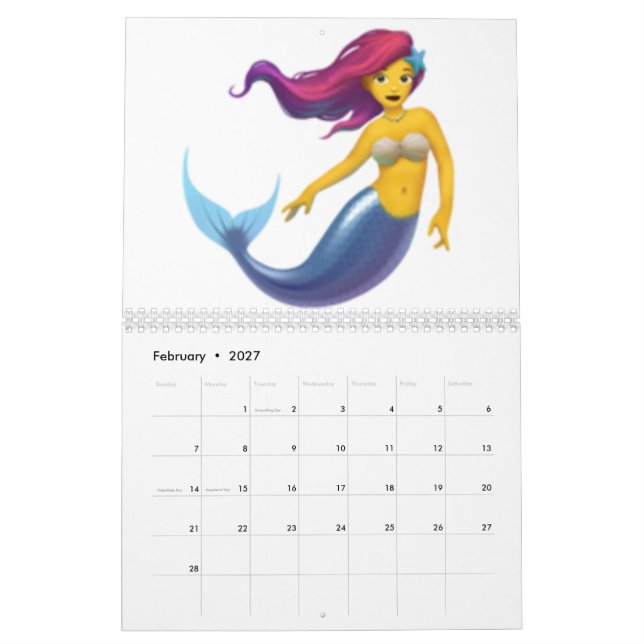 Calendrier Mural Sirène - Emoji (Feb 2027)