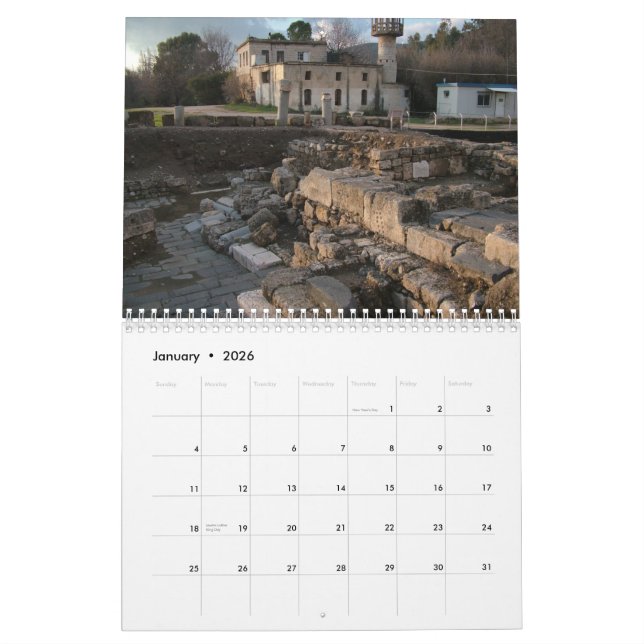 Calendrier Mural Sites bibliques d'archéologie en Israël (Jan 2026)