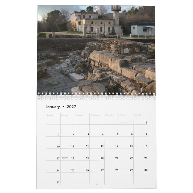 Calendrier Mural Sites bibliques d'archéologie en Israël (Jan 2027)