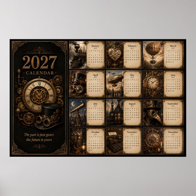 Calendrier mural Steampunk 2027 Poster (Devant)