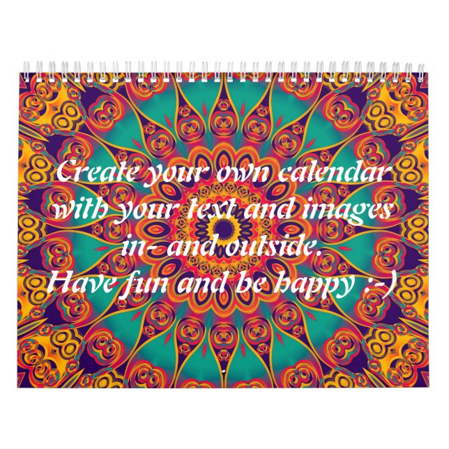 Calendrier Mural Tattoo Kaleidoscope II + votre texte et vos images (Protection)